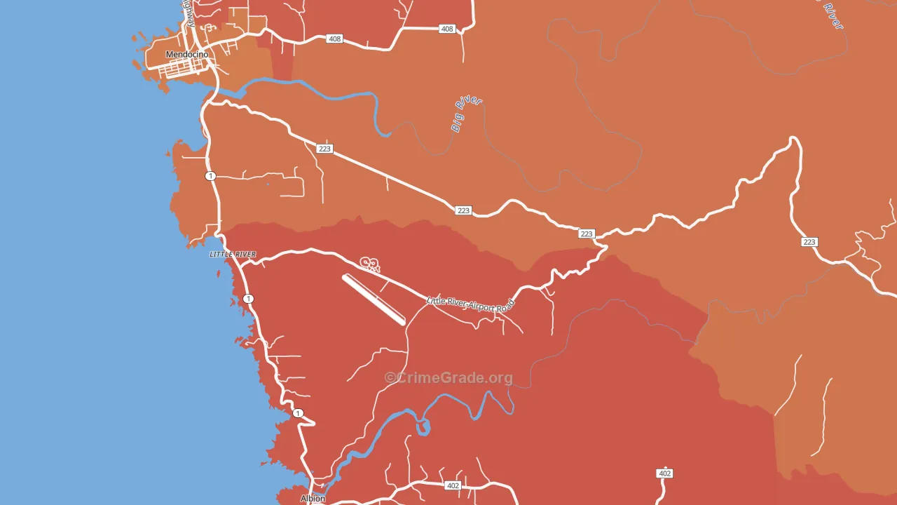 Little River, CA Map of Burglary Rates