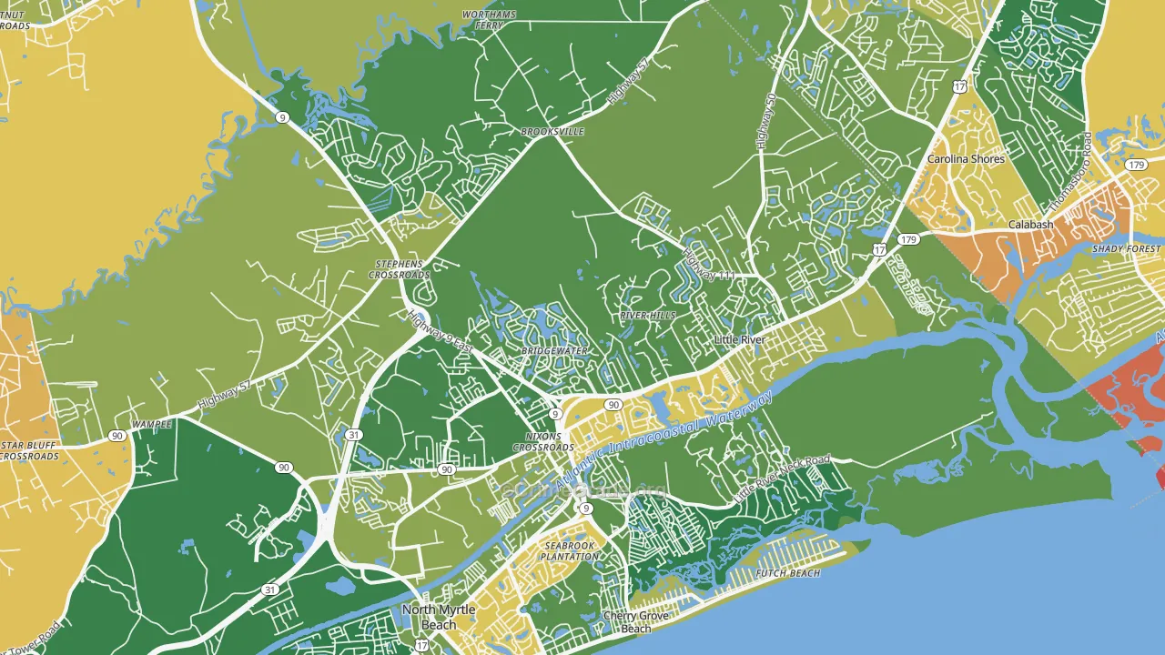 Little River, SC Map of Burglary Rates