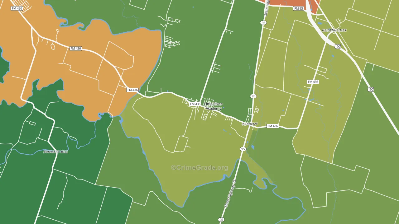 Little River, TX Map of Burglary Rates