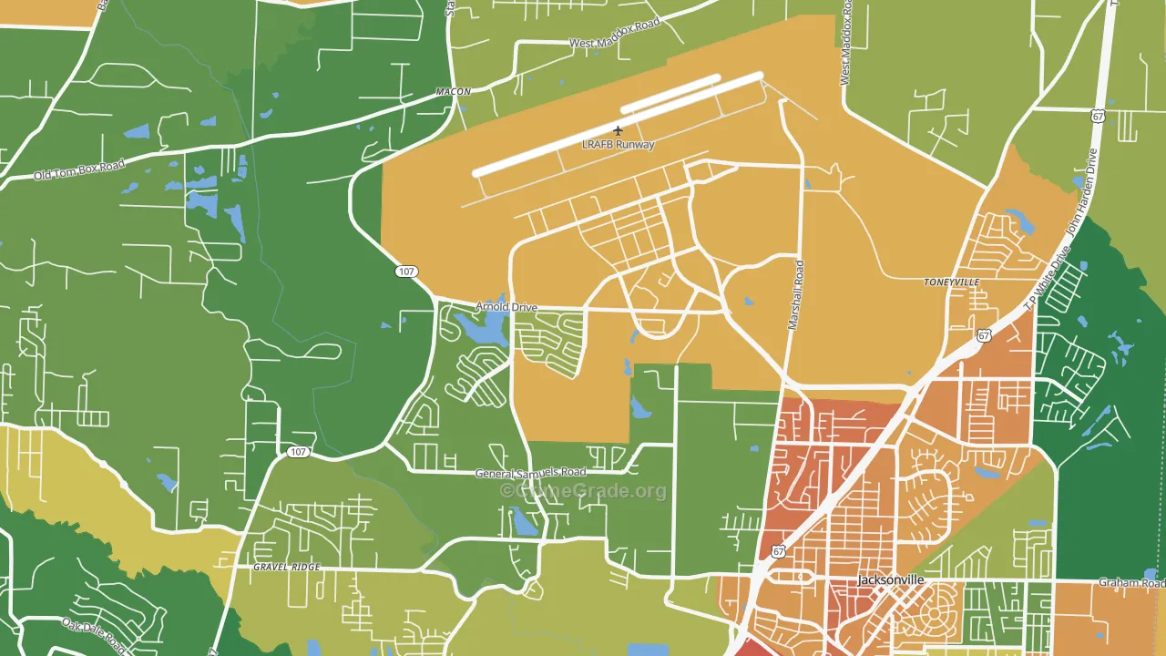 Little Rock Air Force Base, AR Map of Burglary Rates