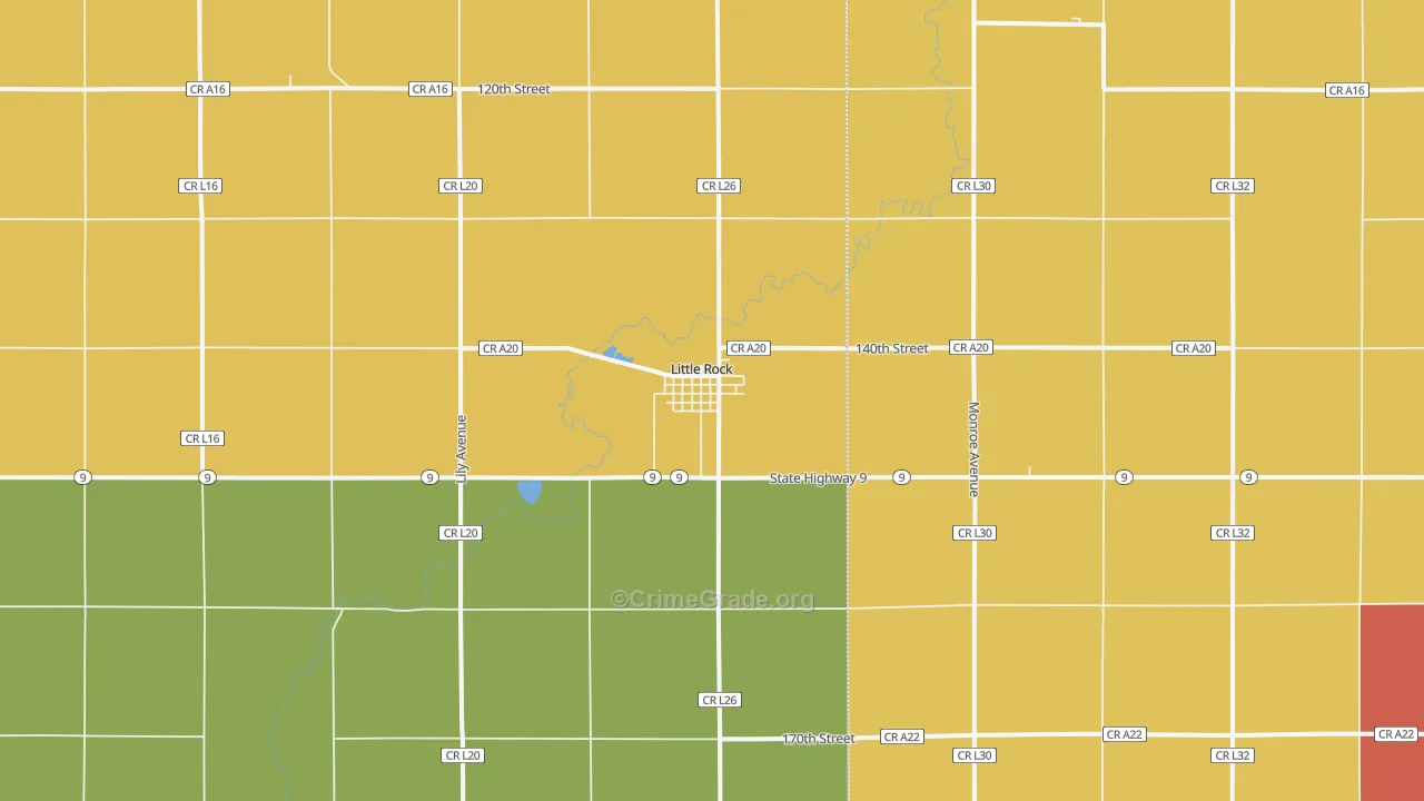 Little Rock, IA Map of Burglary Rates