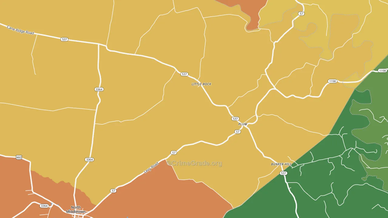 Little Rock, KY Map of Burglary Rates
