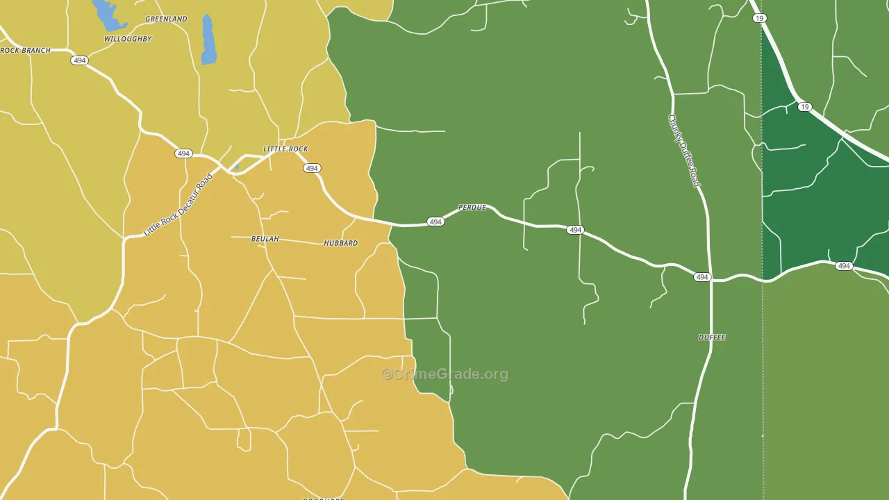 Little Rock, MS Map of Burglary Rates