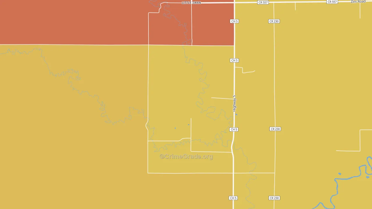 Little Swan, MN Map of Burglary Rates