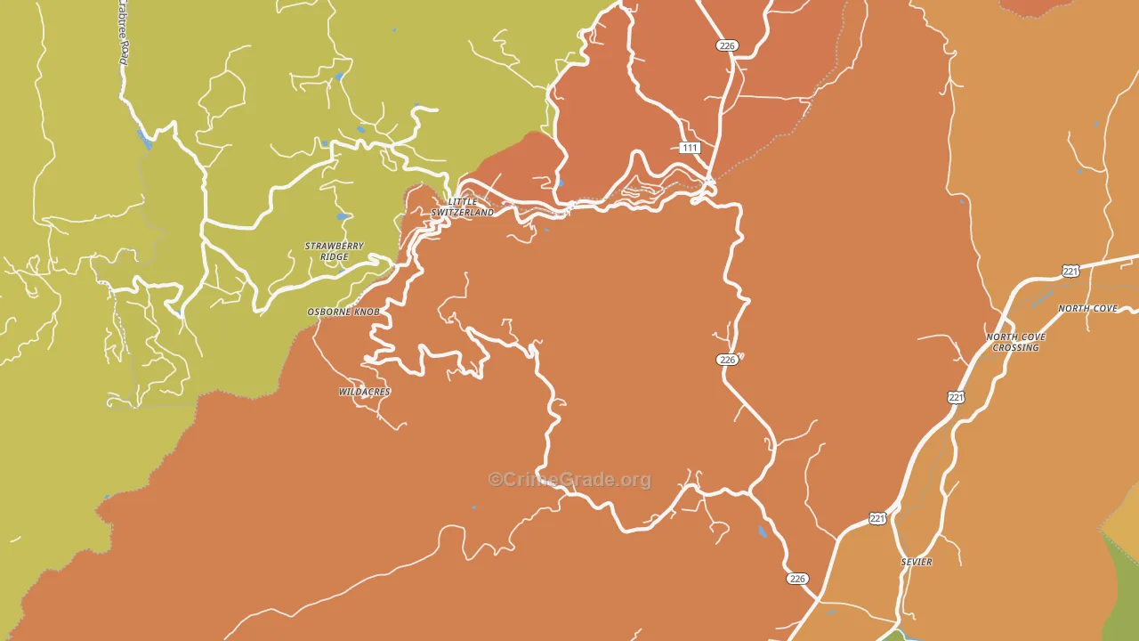Little Switzerland, NC Map of Burglary Rates