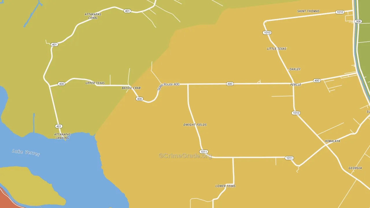 Little Texas, LA Map of Burglary Rates