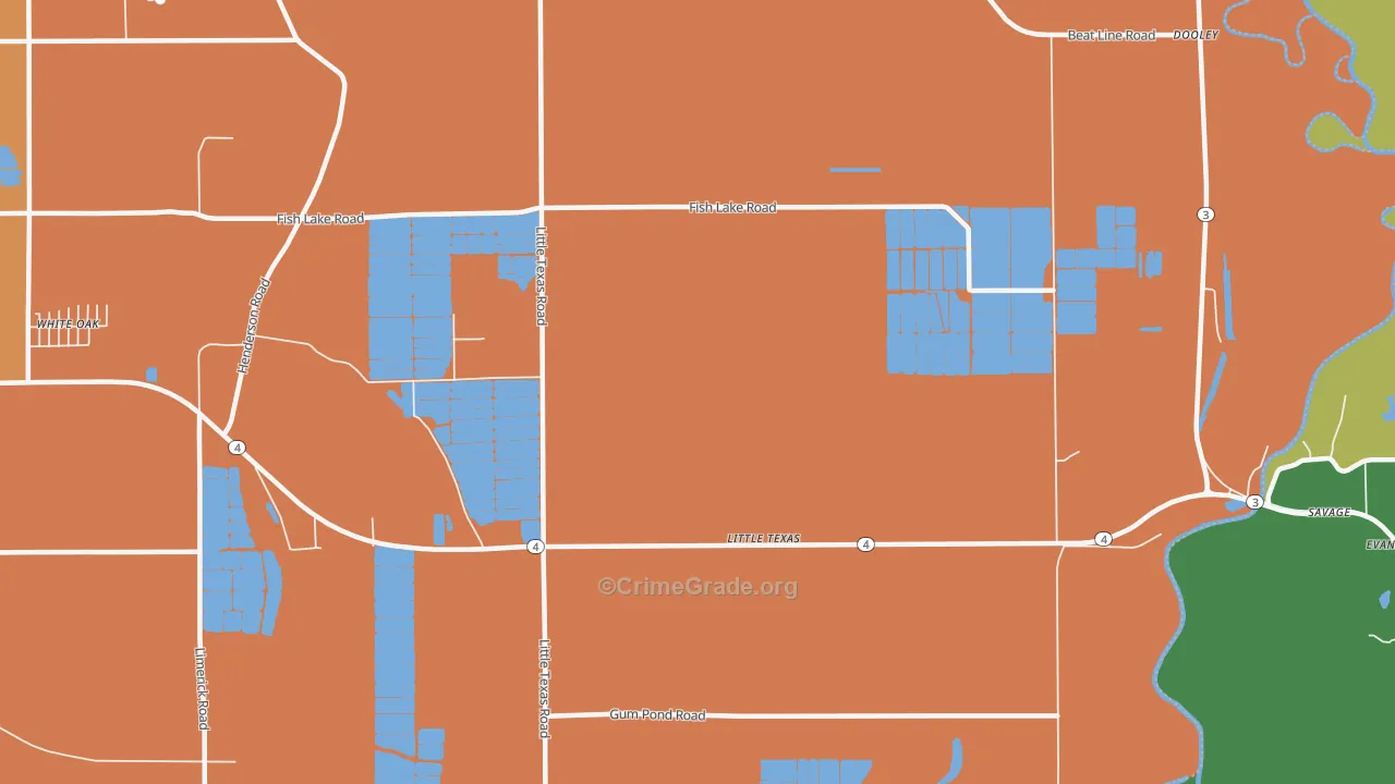 Little Texas, MS Map of Burglary Rates