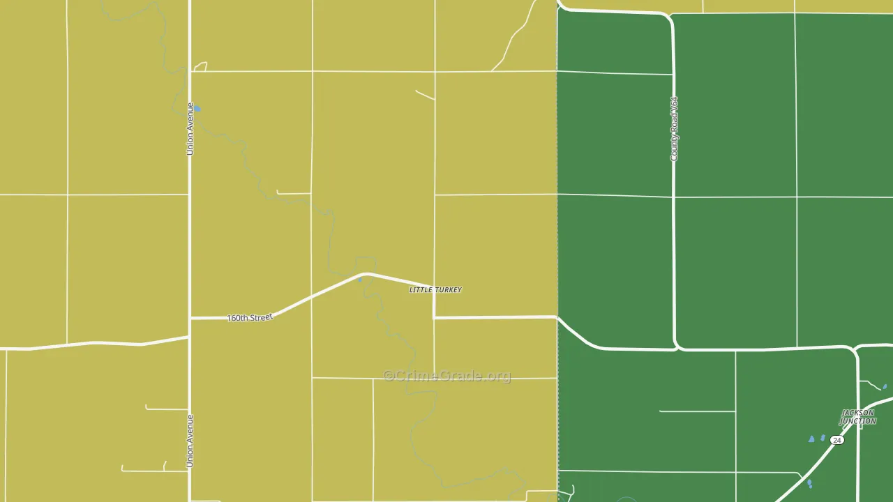 Little Turkey, IA Map of Burglary Rates
