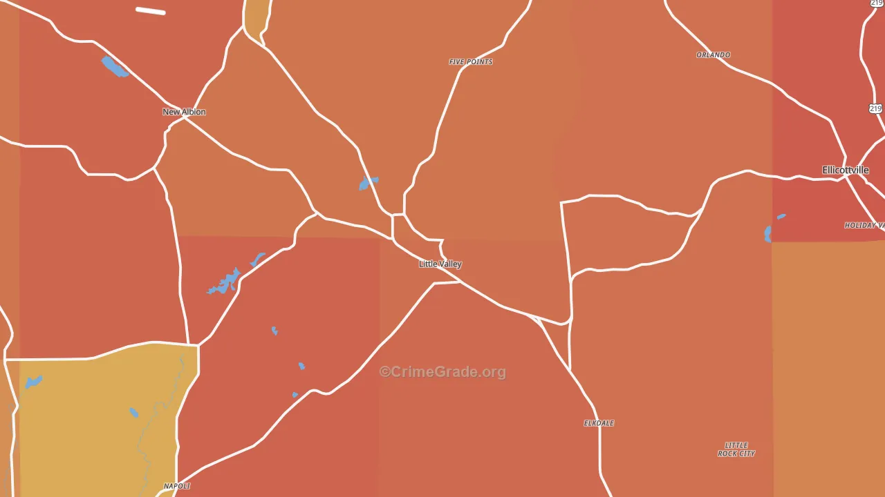 Little Valley, NY Map of Burglary Rates