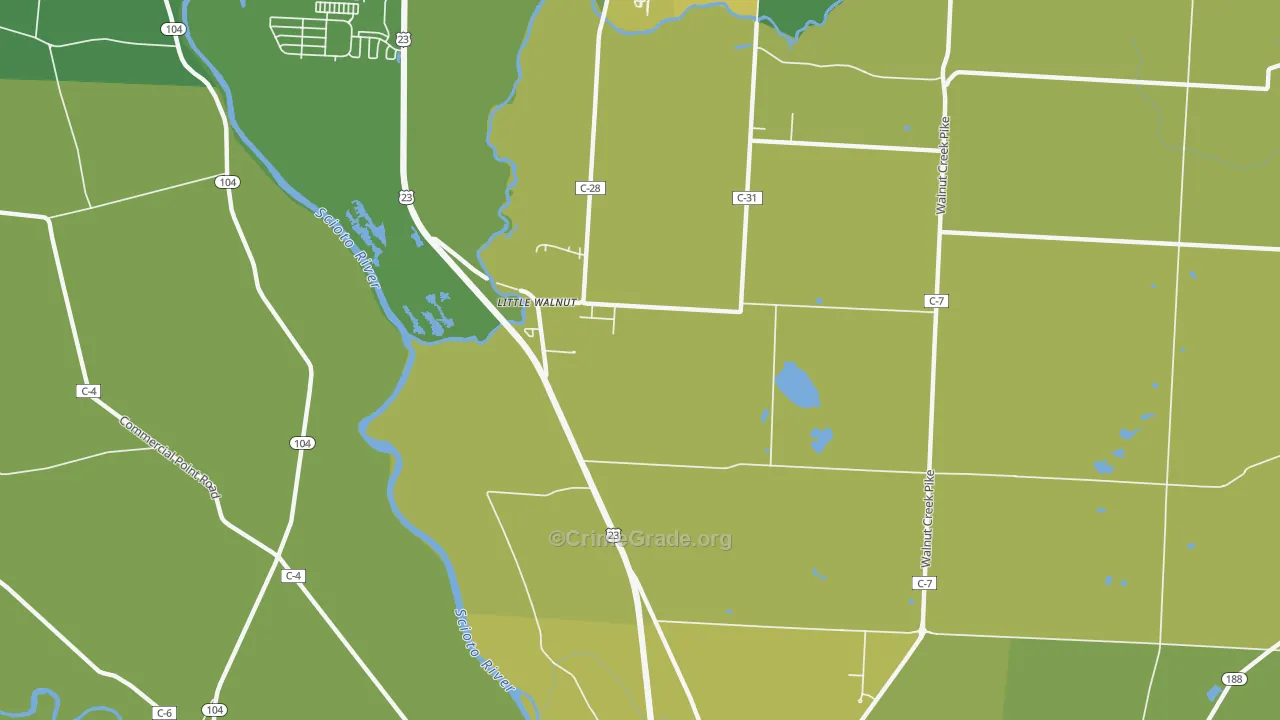 Little Walnut, OH Map of Burglary Rates