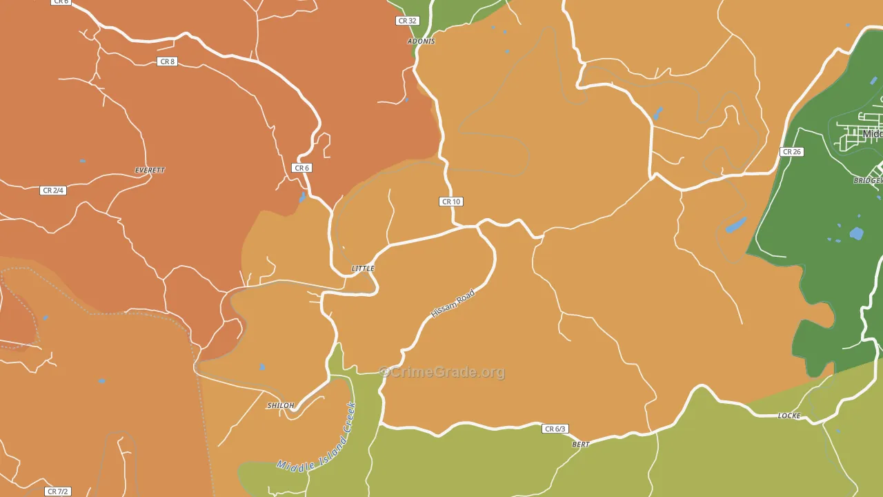 Little, WV Map of Burglary Rates