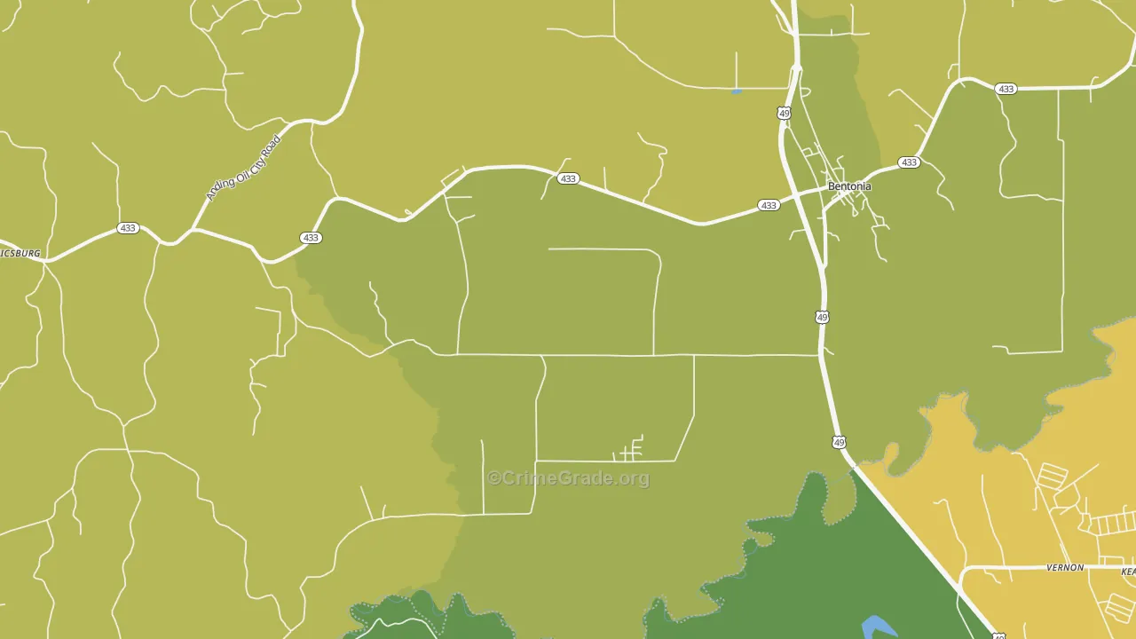 Little Yazoo, MS Map of Burglary Rates