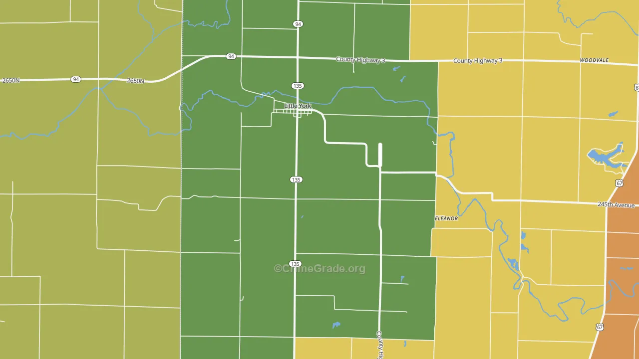 Little York, IL Map of Burglary Rates