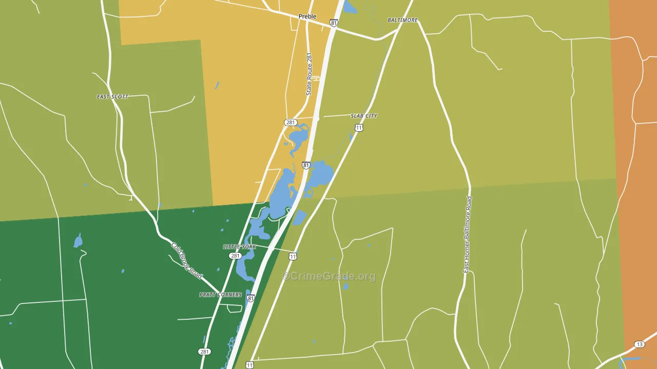 Little York, NY Map of Burglary Rates
