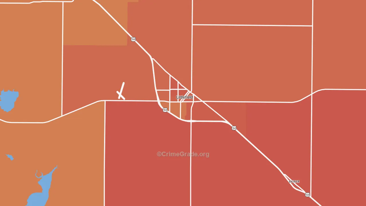 Littlefield, TX Map of Burglary Rates