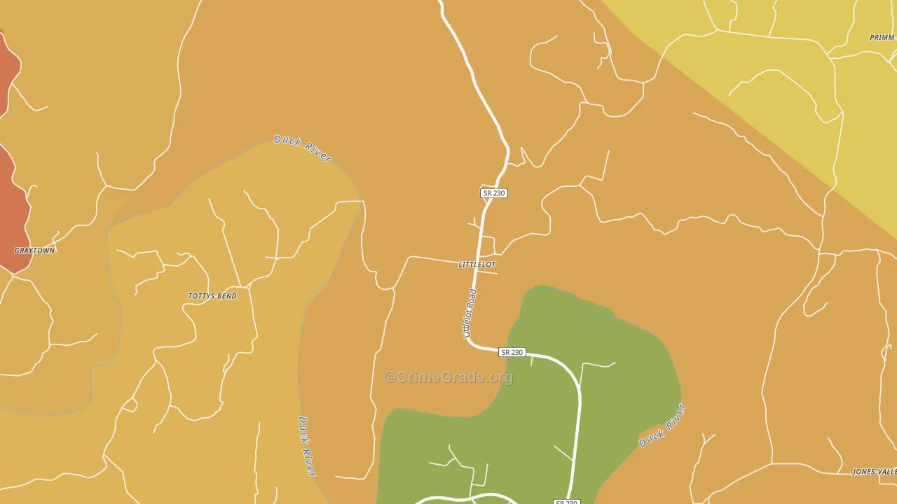 Littlelot, TN Map of Burglary Rates