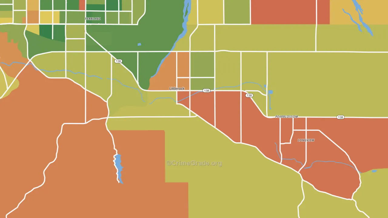 Littlerock, CA Map of Burglary Rates