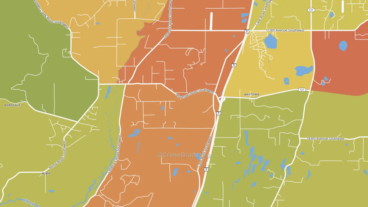 Littlerock, WA Map of Burglary Rates