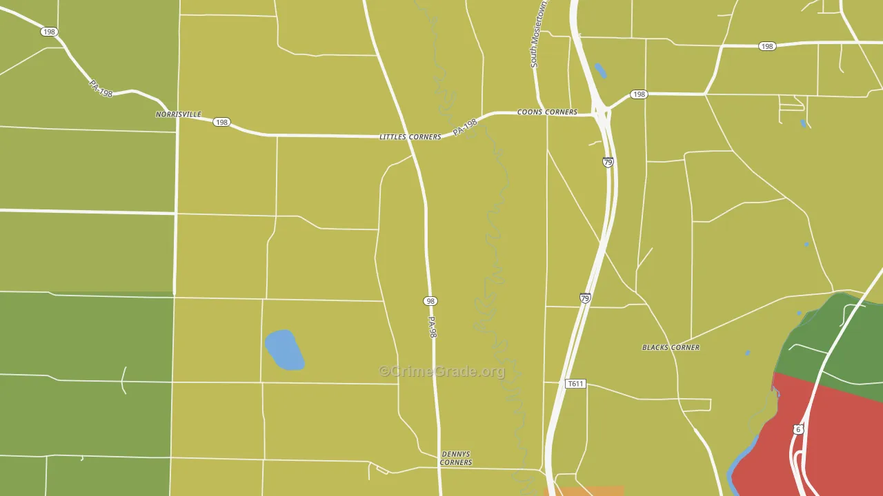 Littles Corners, PA Map of Burglary Rates