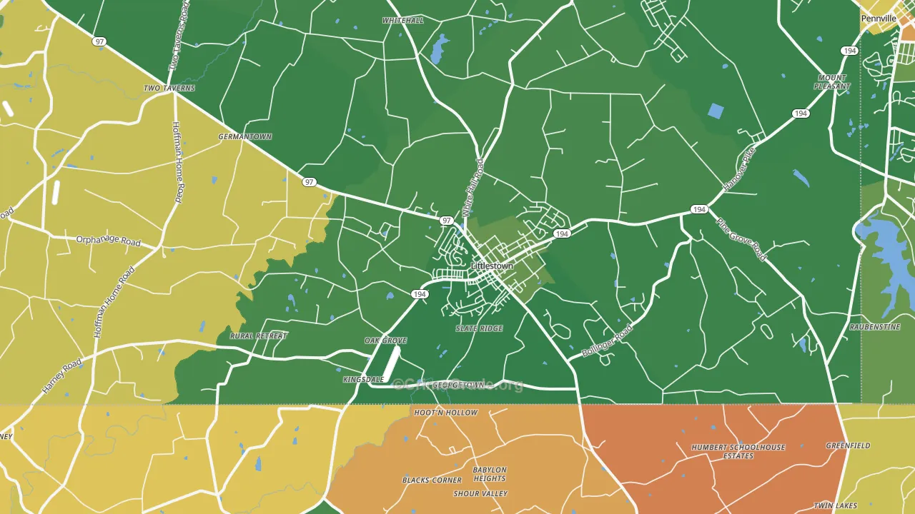 Littlestown, PA Map of Burglary Rates