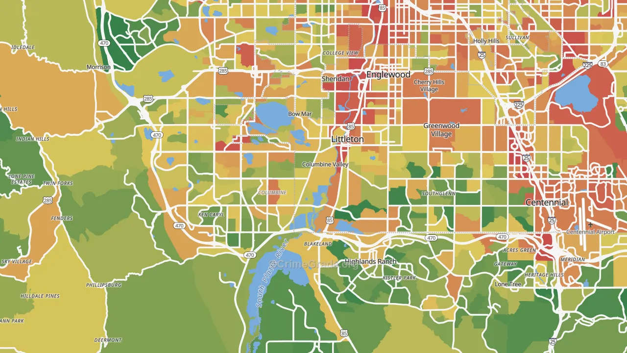Littleton, CO Map of Burglary Rates
