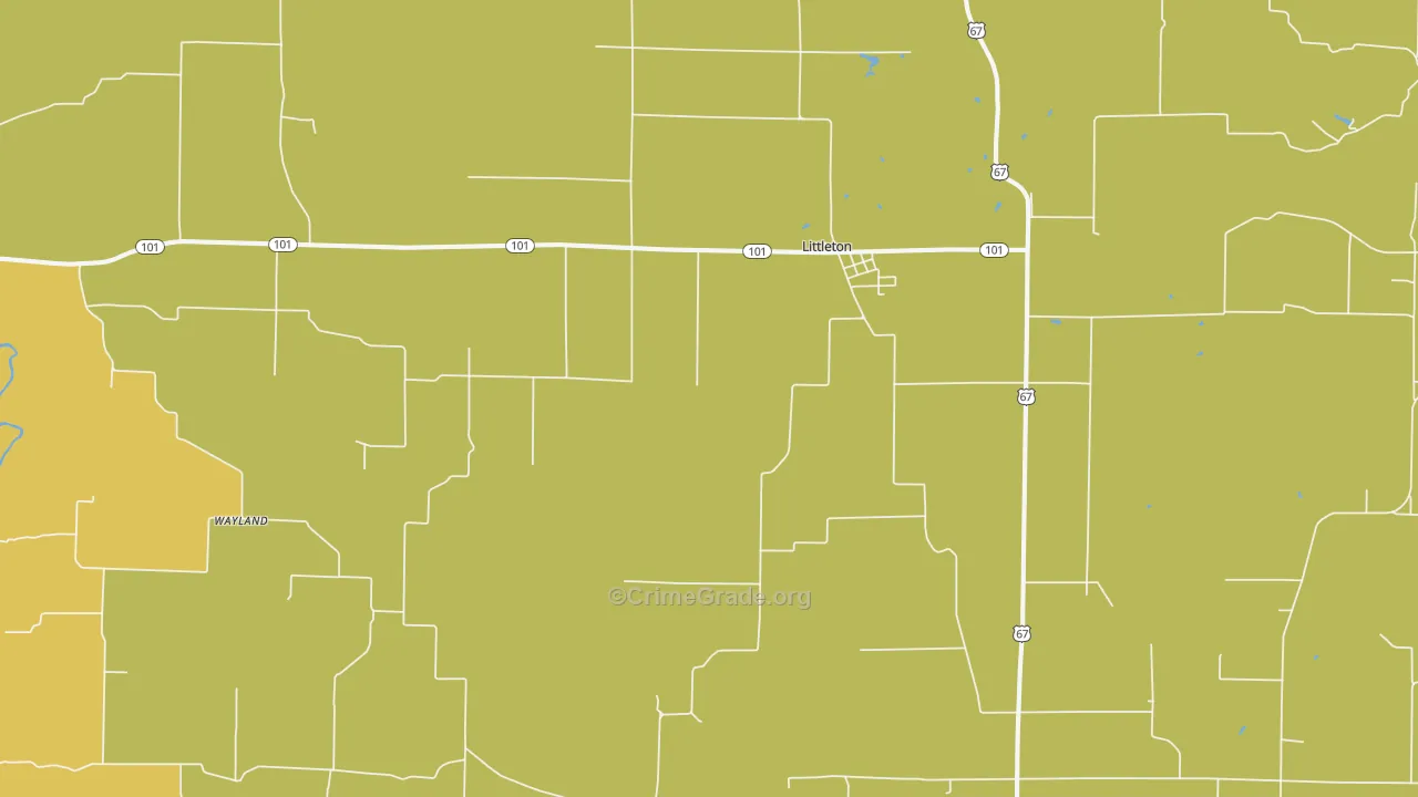 Littleton, IL Map of Burglary Rates