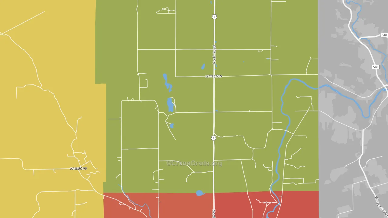 Littleton, ME Map of Burglary Rates