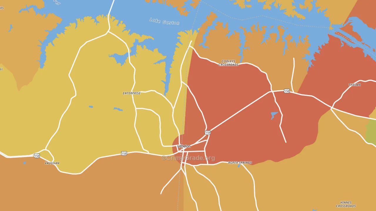 Littleton, NC Map of Burglary Rates