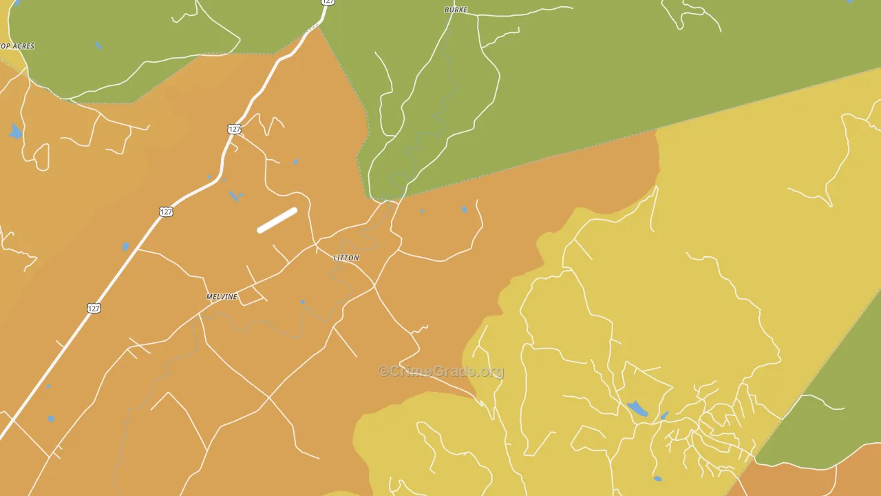 Litton, TN Map of Burglary Rates