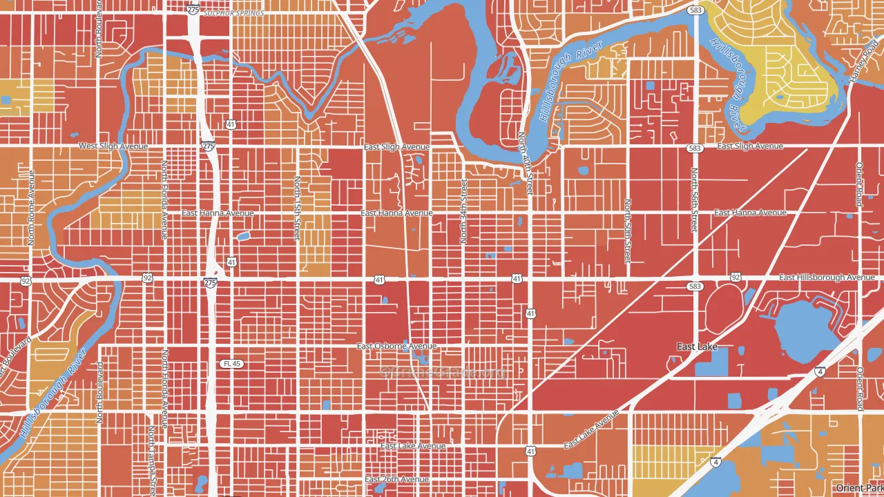 Live Oaks Square, Tampa, FL Map of Burglary Rates