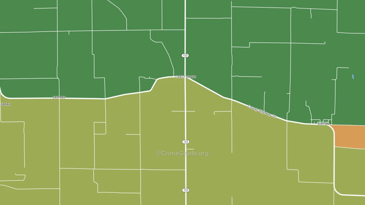 Lively Grove, IL Map of Burglary Rates