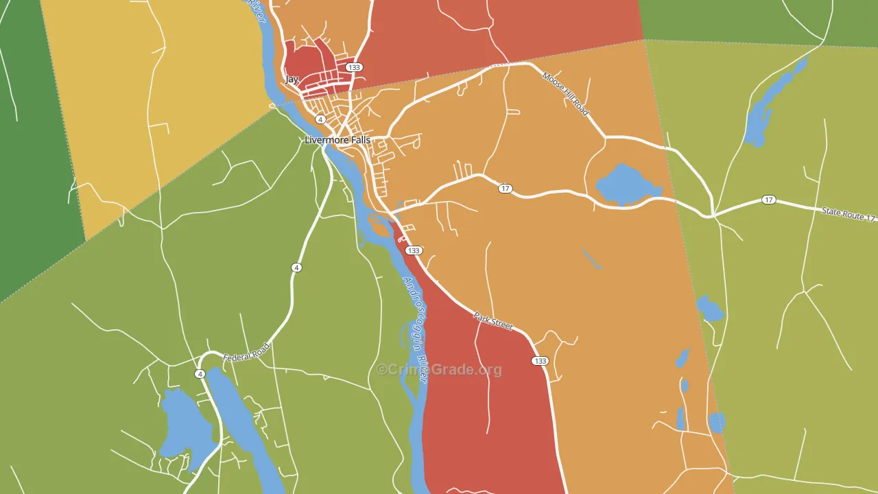 Livermore Falls, ME Map of Burglary Rates