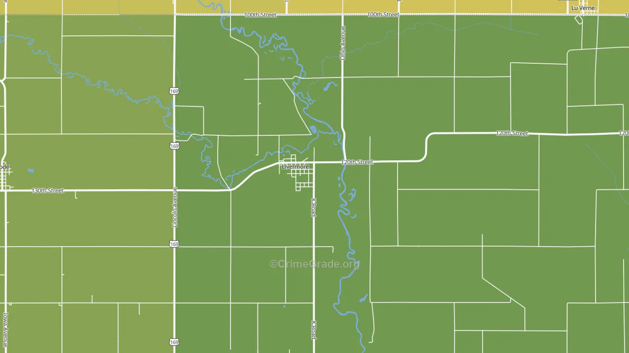 Livermore, IA Map of Burglary Rates