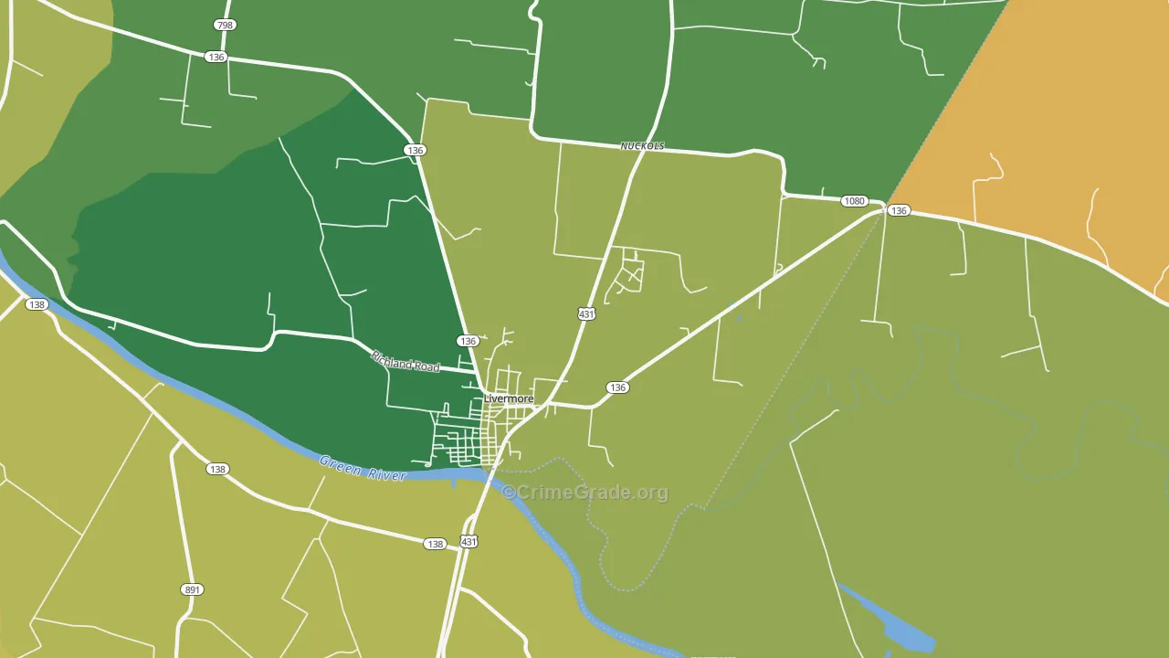 Livermore, KY Map of Burglary Rates
