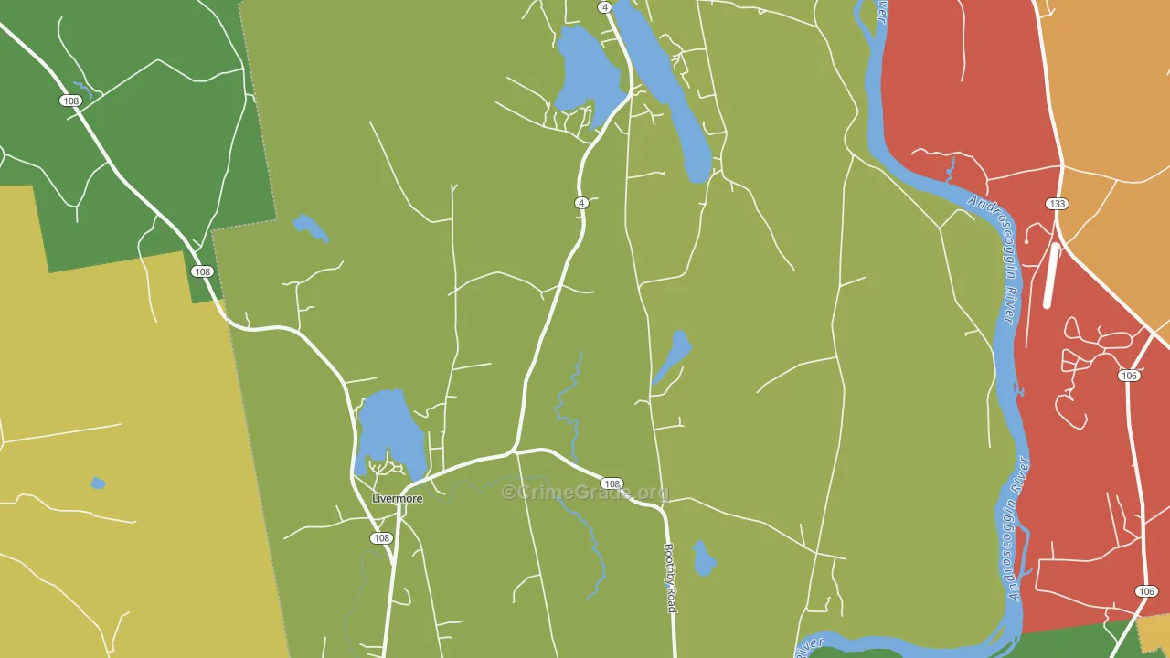 Livermore, ME Map of Burglary Rates