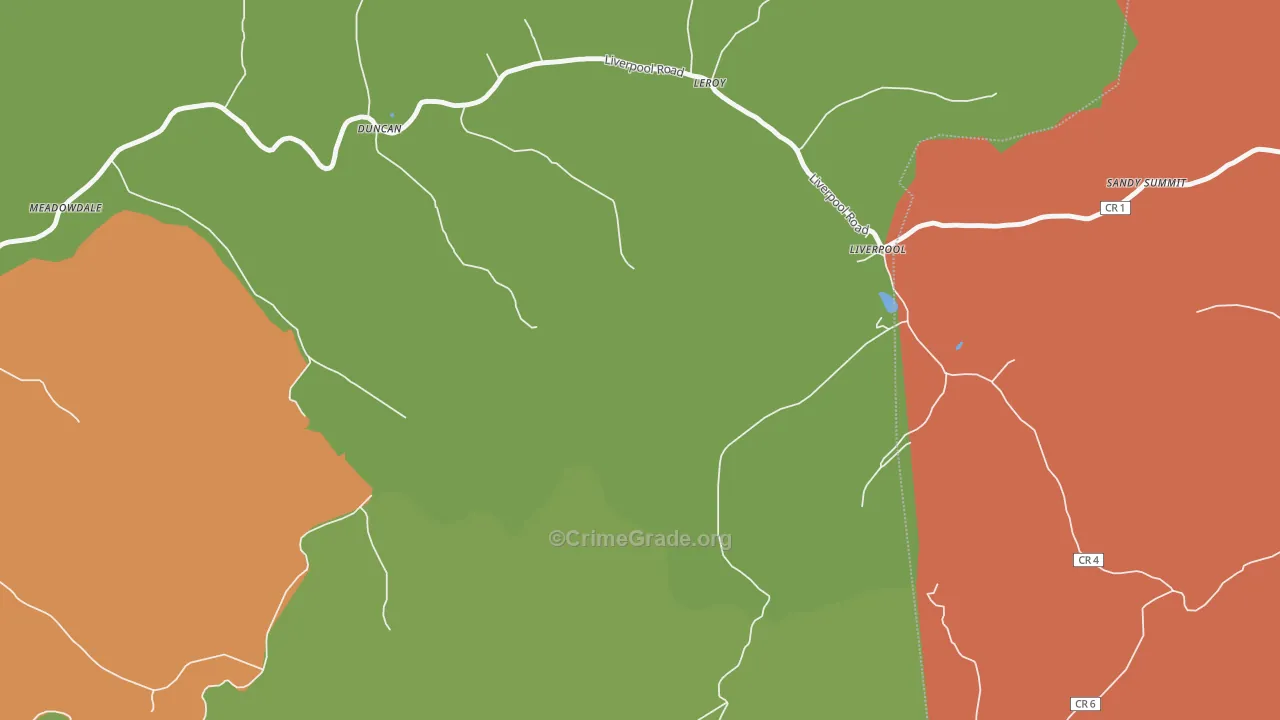 Liverpool, WV Map of Burglary Rates