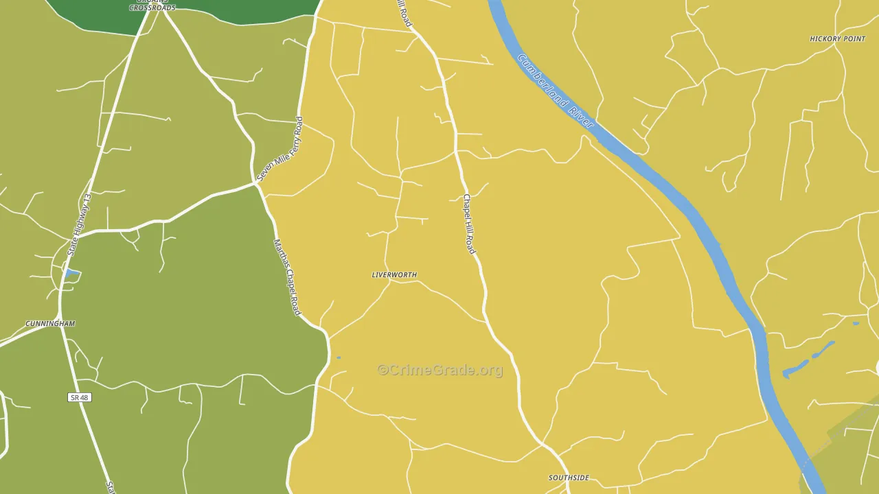 Liverwort, TN Map of Burglary Rates