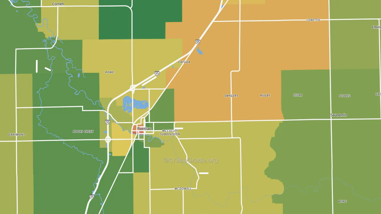 Livingston County, IL Map of Burglary Rates