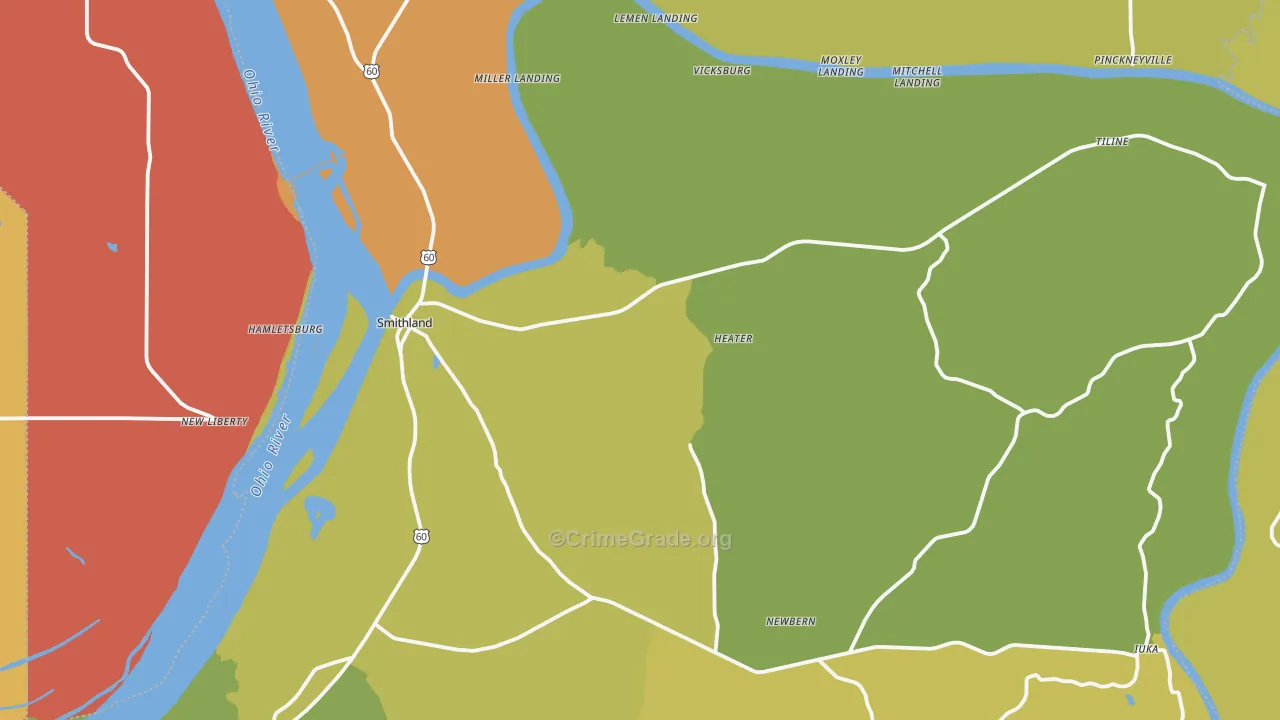 Livingston County, KY Map of Burglary Rates