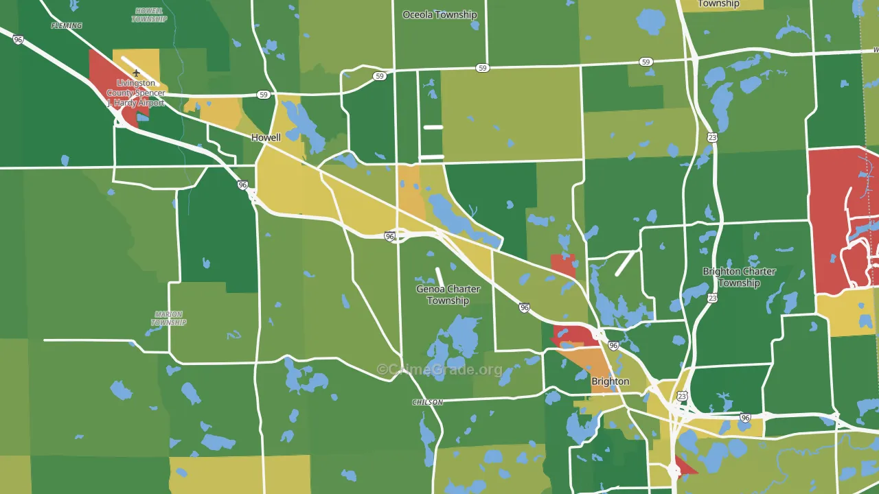Livingston County, MI Map of Burglary Rates