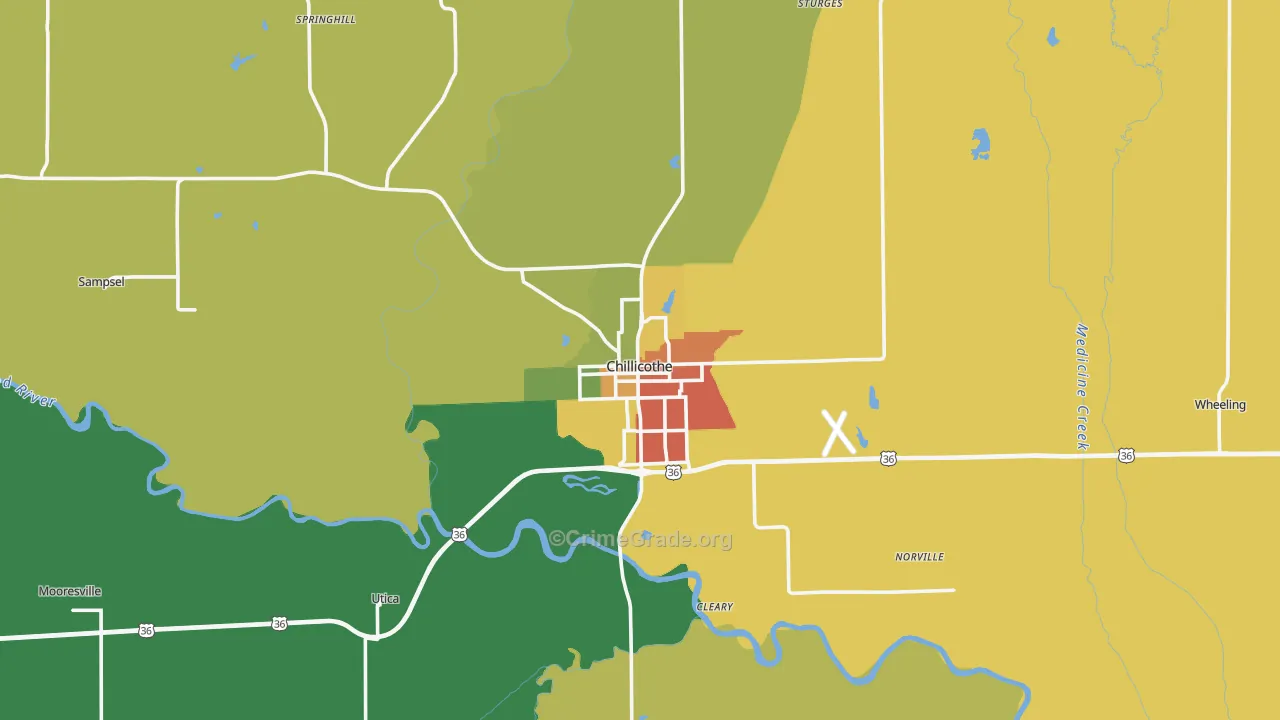 Livingston County, MO Map of Burglary Rates