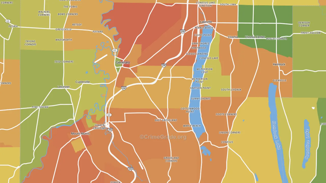 Livingston County, NY Map of Burglary Rates