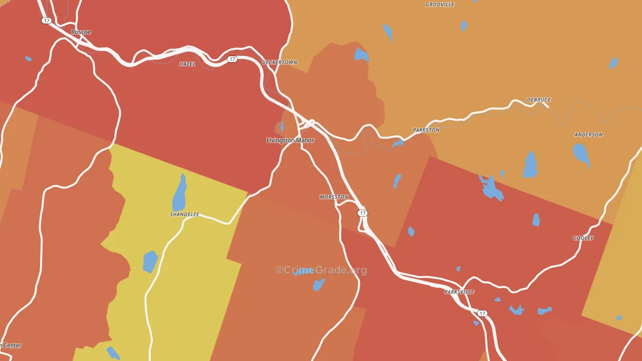 Livingston Manor, NY Map of Burglary Rates