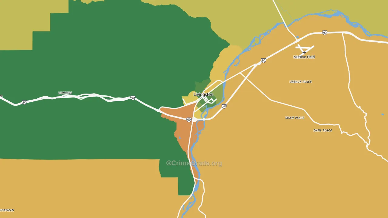 Livingston, MT Map of Burglary Rates