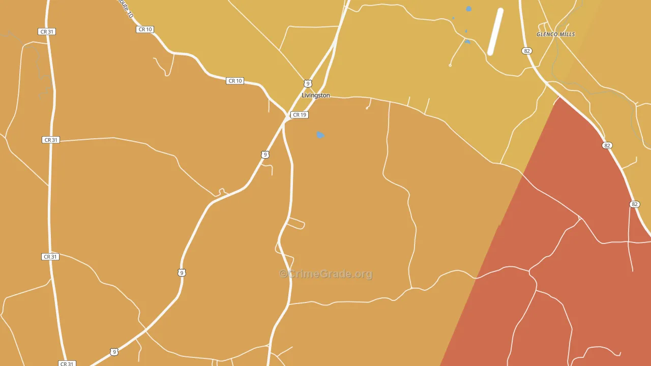 Livingston, NY Map of Burglary Rates