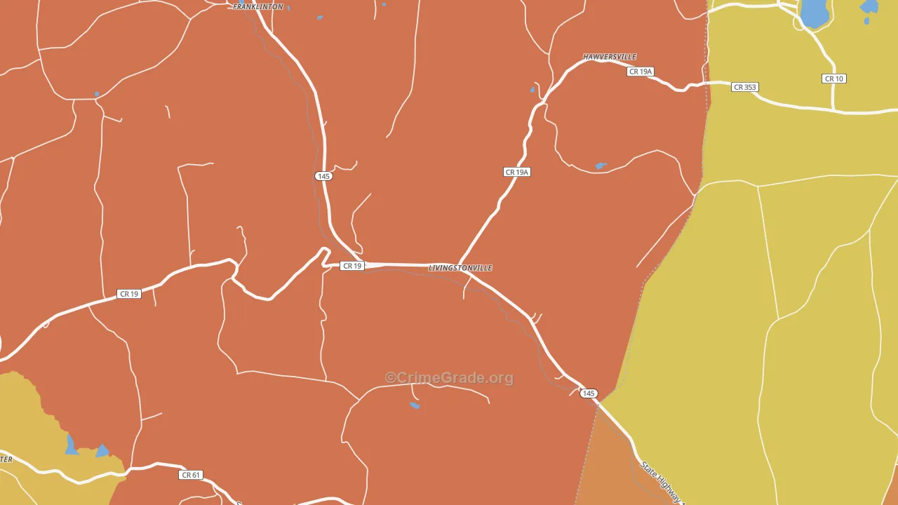 Livingstonville, NY Map of Burglary Rates