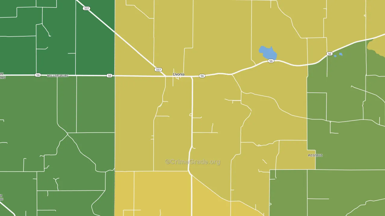 Livonia, IN Map of Burglary Rates
