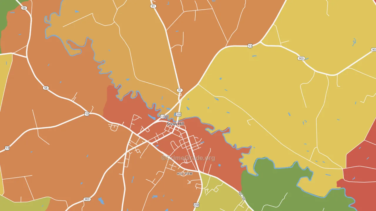 Lizzie, NC Map of Burglary Rates