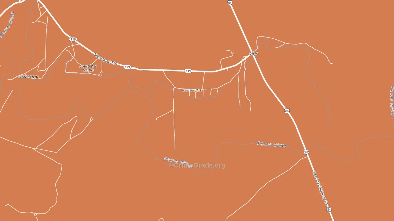 Llano Del Medio, NM Map of Burglary Rates