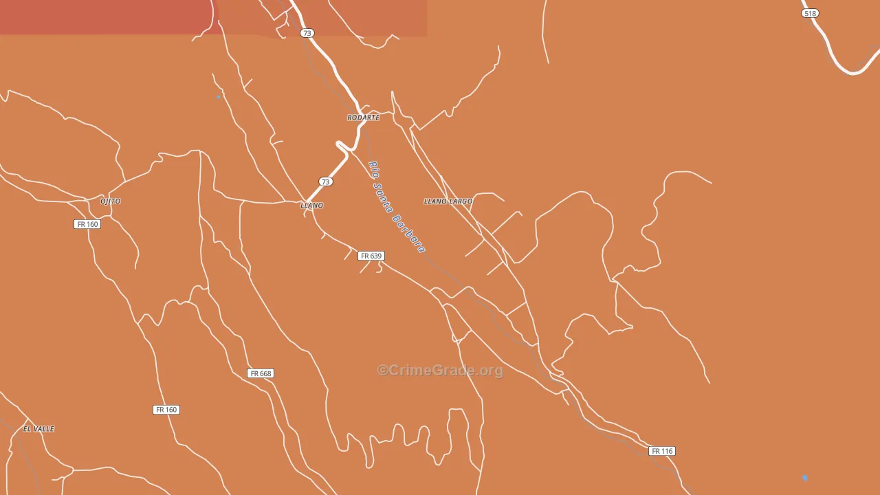 Llano Largo, NM Map of Burglary Rates